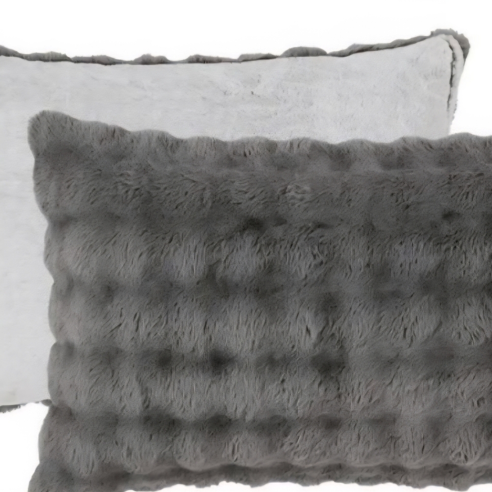 Frye Silver And Gray Faux Fur Comforter Set - King - Picture 12 of 12